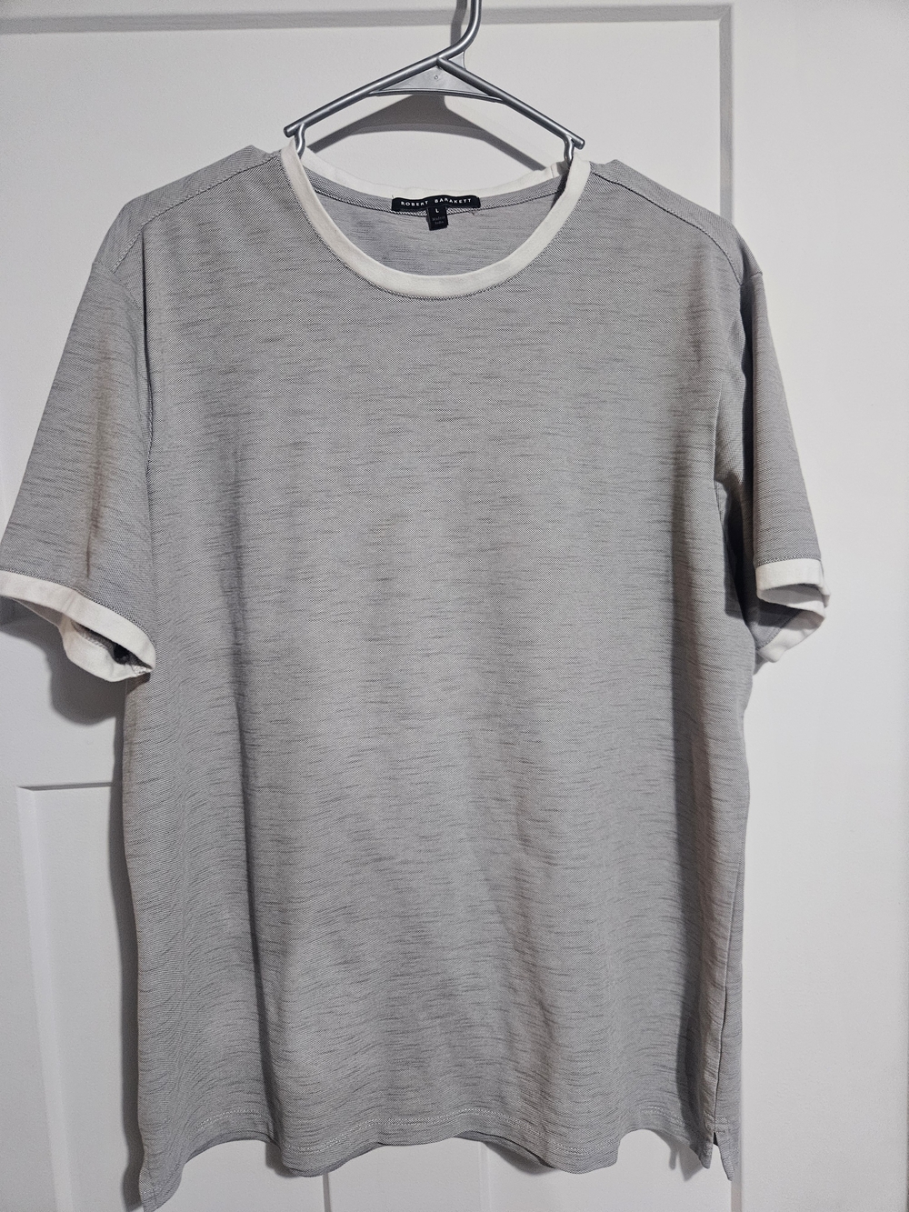 Robert Barakett Heather Gray Short Sleeve T‑Shirt with White Trim